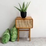 Luxe solid wood cane end table featuring hand-woven detail – Terra Loom