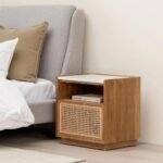 Grand organic minimalist marble bedside table in Cane – Aura Peak