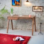 Classic solid sheesham mid-century desk with radiant timber – Oak Vision