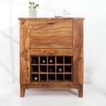 Honey solid rosewood bar cabinet – Velvet Crest