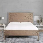 Grand solid wood floral king bed featuring artisanal detail – Flora Muse
