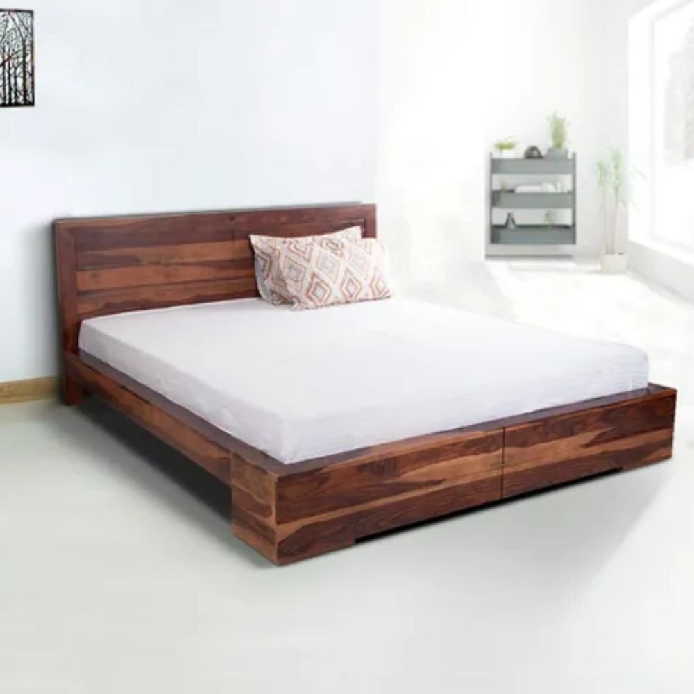1-257.jpg Timeless solid walnut platform queen bed in Sheesham – Noble Root - Image 1