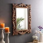 Grand ornate brown wood mirror featuring polished luster – Velvet Echo