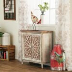 Elegant distressed wood medallion cabinet in solid wood – Artisan Soul