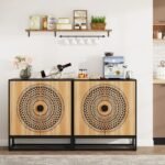 Grand carved black solid wood cabinet featuring mandala art – Velvet Opus