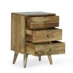 Lustrous solid oak transitional bedside table – Timber Manor - Image 2