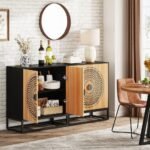 Grand carved black solid wood cabinet featuring mandala art – Velvet Opus - Image 4