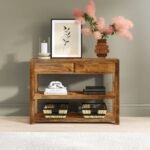 Lustrous transitional solid wood console table – Timber Aura