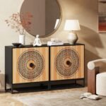 Grand carved black solid wood cabinet featuring mandala art – Velvet Opus - Image 3