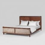 Grand cane and walnut bed with plush upholstery – Heirloom Weave - Image 2