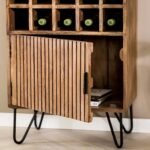 Slatted solid mango wood wine cabinet featuring radiant iron – Urban Vale - Image 6