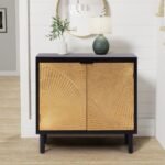 Luxe black and gold sunburst accent cabinet solid wood – Gilded Motif