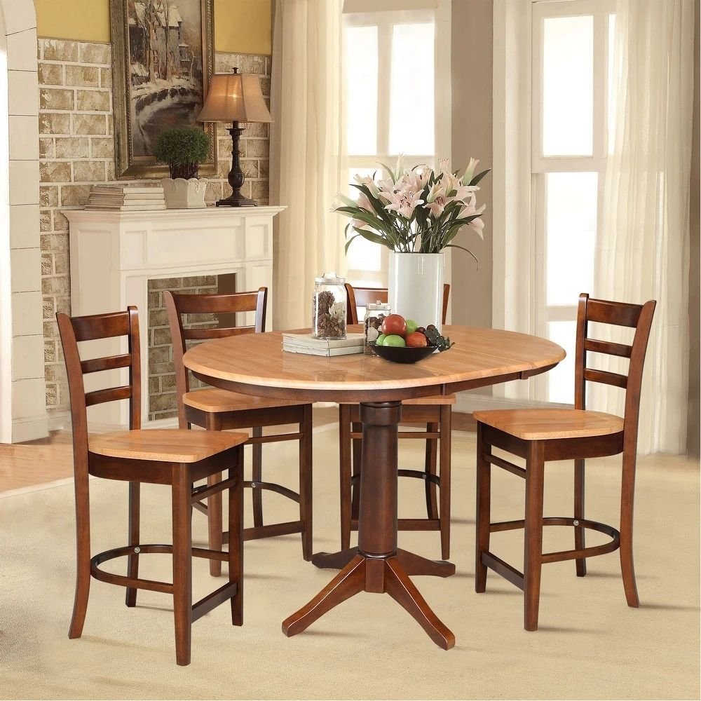 24-25.jpg Grand round solid wood pedestal dining table – Timber Legacy - Image 1