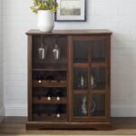 Solid Wood dark walnut glass bar cabinet – Luxe Heirloom