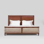 Grand cane and walnut bed with plush upholstery – Heirloom Weave - Image 7