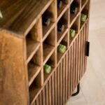 Slatted solid mango wood wine cabinet featuring radiant iron – Urban Vale - Image 5