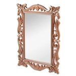 Grand ornate brown wood mirror featuring polished luster – Velvet Echo - Image 3