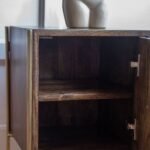 Elegant minimalist mango wood bedside table stone finish – Velvet Peak - Image 4