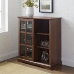 Solid Wood dark walnut glass bar cabinet – Luxe Heirloom - Image 2
