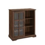 Solid Wood dark walnut glass bar cabinet – Luxe Heirloom - Image 5