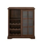 Solid Wood dark walnut glass bar cabinet – Luxe Heirloom - Image 3