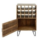 Slatted solid mango wood wine cabinet featuring radiant iron – Urban Vale - Image 4