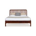 Luxe mid-century solid beech king bed with teak finish – Aura Slope - Image 7