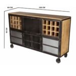Timeless industrial metal wood bar cabinet – Urban Loft - Image 2