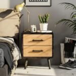 Elegant rustic solid wood bedside table with dual drawers – Timber Valor