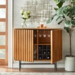 Slatted mid-century solid wood bar cabinet – Organic Aura - Image 2