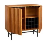 Slatted mid-century solid wood bar cabinet – Organic Aura - Image 3
