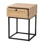 Oak modern cane bedside table featuring grand ironwork – Timber Aura - Image 3