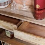 Chic modern black mango wood bar cabinet with metal legs – Onyx Drift - Image 5