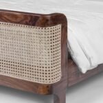 Grand cane and walnut bed with plush upholstery – Heirloom Weave - Image 5