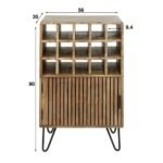 Slatted solid mango wood wine cabinet featuring radiant iron – Urban Vale - Image 3