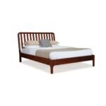 Luxe mid-century solid beech king bed with teak finish – Aura Slope - Image 6