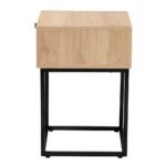 Oak modern cane bedside table featuring grand ironwork – Timber Aura - Image 4