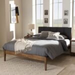 Stately mid-century charcoal solid wood king bed – Aura Slate