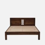 Grand solid sheesham wood bed with teak finish – Artisanal Lattice - Image 3