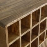 Slatted solid mango wood wine cabinet featuring radiant iron – Urban Vale - Image 7