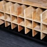 Chic modern black mango wood bar cabinet with metal legs – Onyx Drift - Image 2